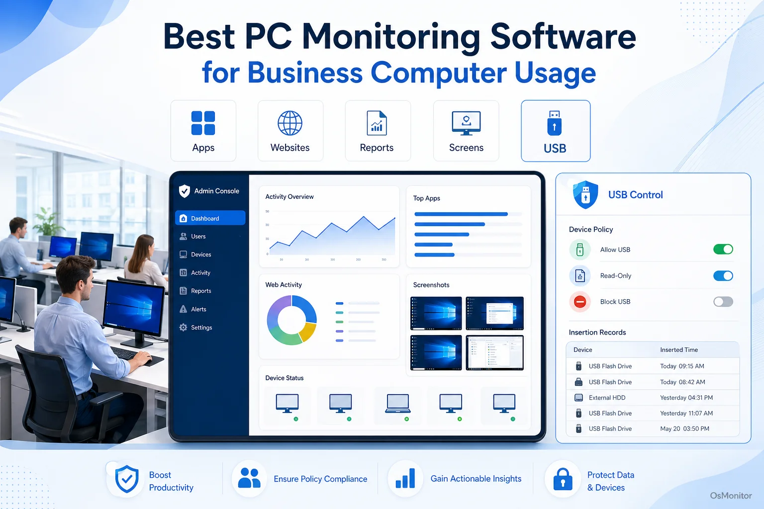best pc monitoring software overview infographic for OsMonitor