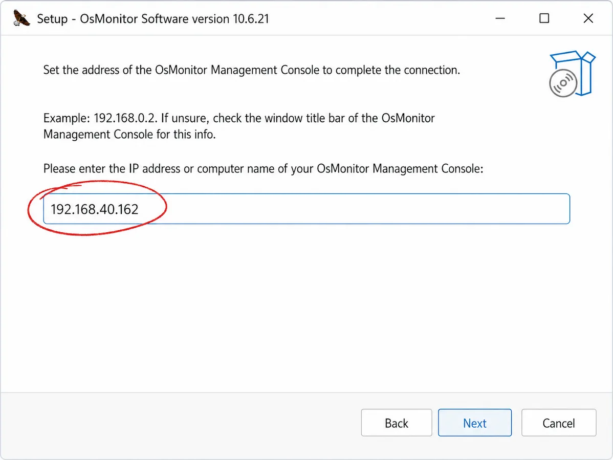 Connecting OsMonitor Client to Manager Server IP