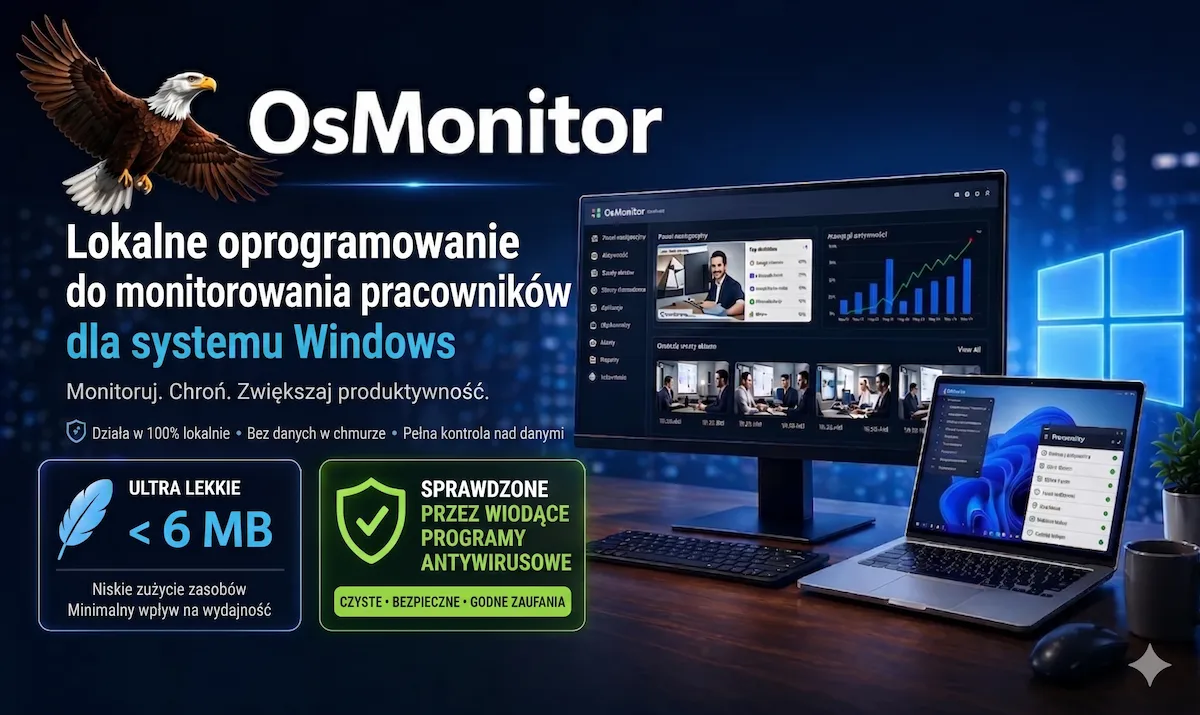 program do monitorowania komputera pracownika OsMonitor On-Premise dla Windows PC