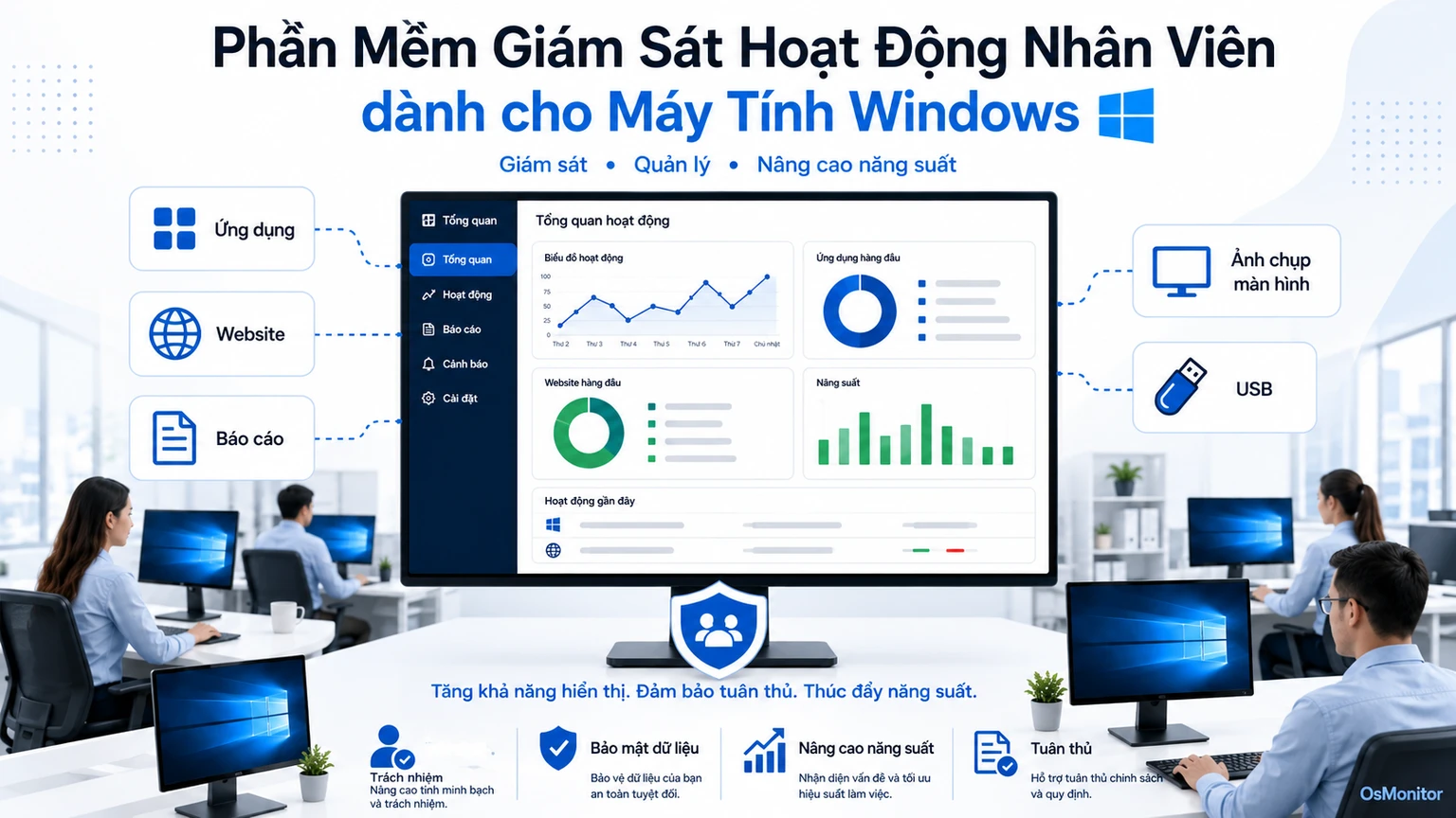Phần mềm quản lý hoạt động nhân viên trên máy tính Windows