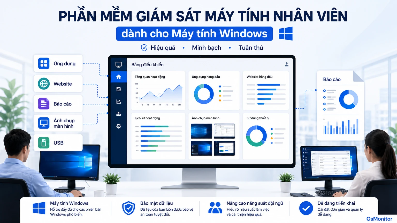 Phần mềm quản lý máy tính nhân viên trên hệ điều hành Windows