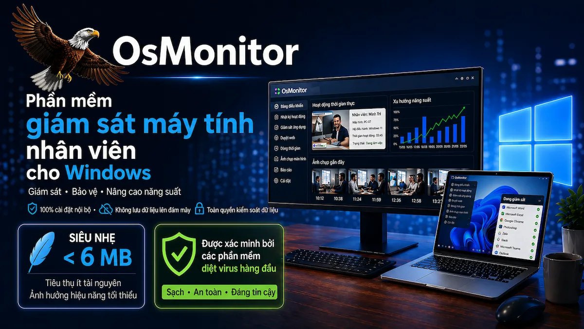 Giao diện OsMonitor - Phần mềm giám sát máy tính nhân viên cho Windows