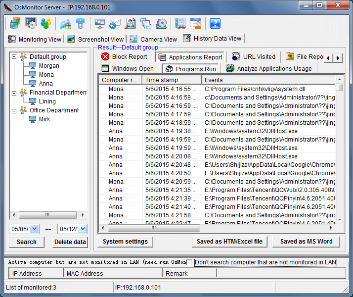 Application monitoring