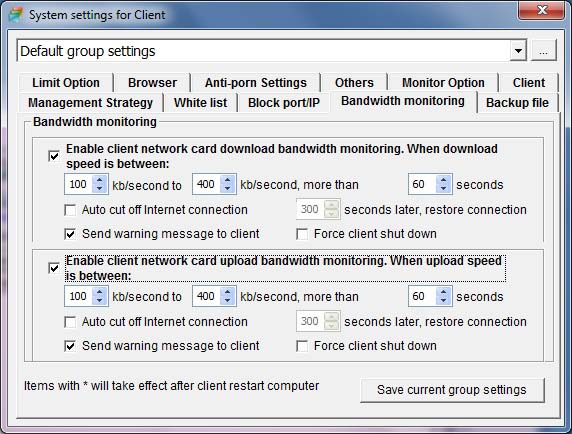 Bandwidth limit