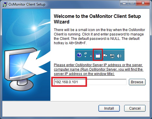 Enter IP address on OsMonitor client