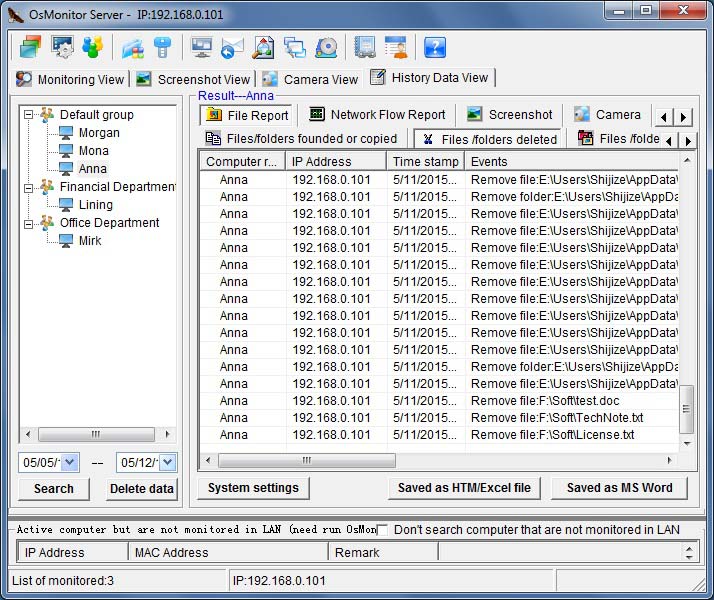 File deleting monitoring